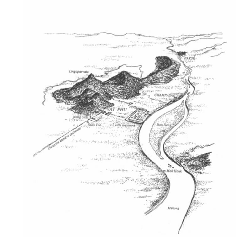 zone archéologique de Vat Phu, vue du sud -