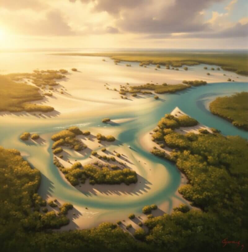 L'estuaire de la Ta Tai au couchant