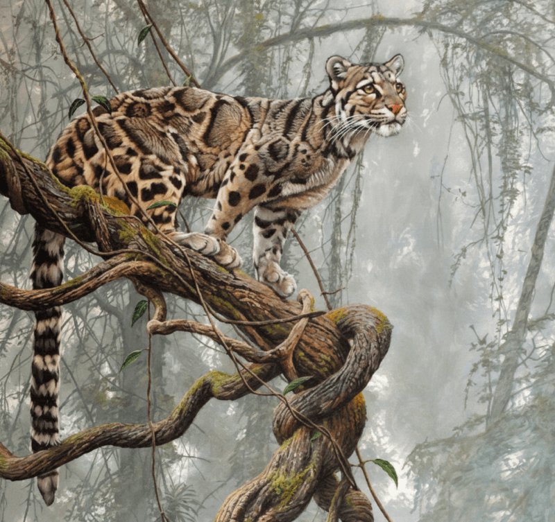 La panthère nébuleuse, peinture de Alan M Hunt