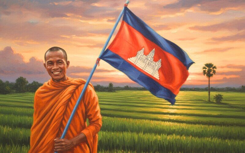 drapeau cambodge moine