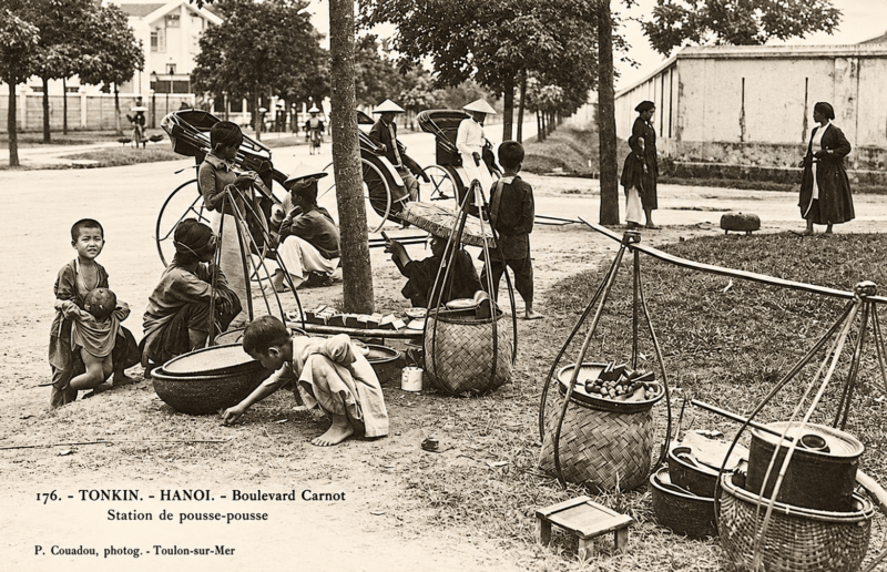 Station de pousse-pousse sur l'ancien boulevard Carnot, de P. Couadou