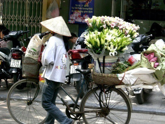 Une vendeuse de fleurs dans la rue d'Hanoi