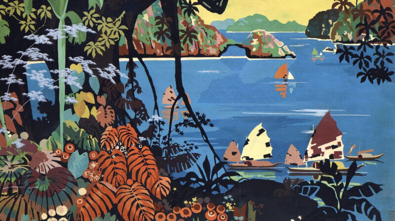Jonques dans la baie d'Along 1949 Xuan